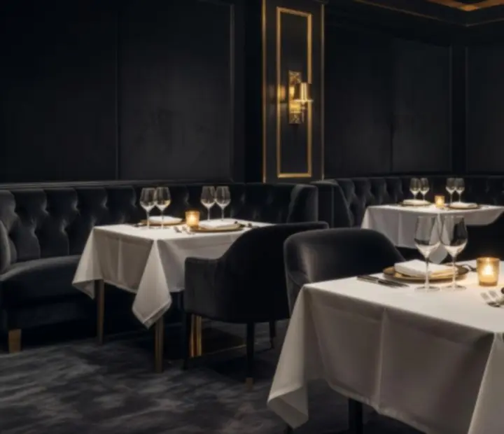 Candlelit interiér s tmavými tóny a elegantním stolováním v Czech Alicious