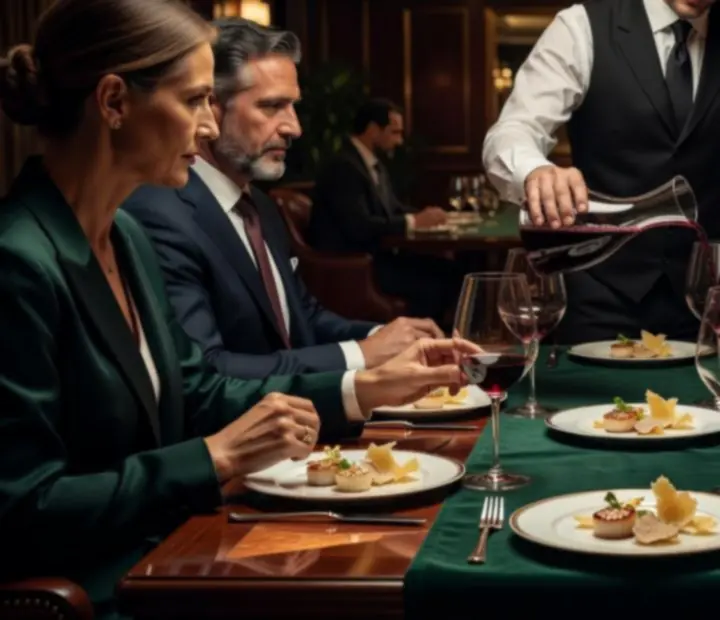 Sommelier nalévá víno během večerní degustace